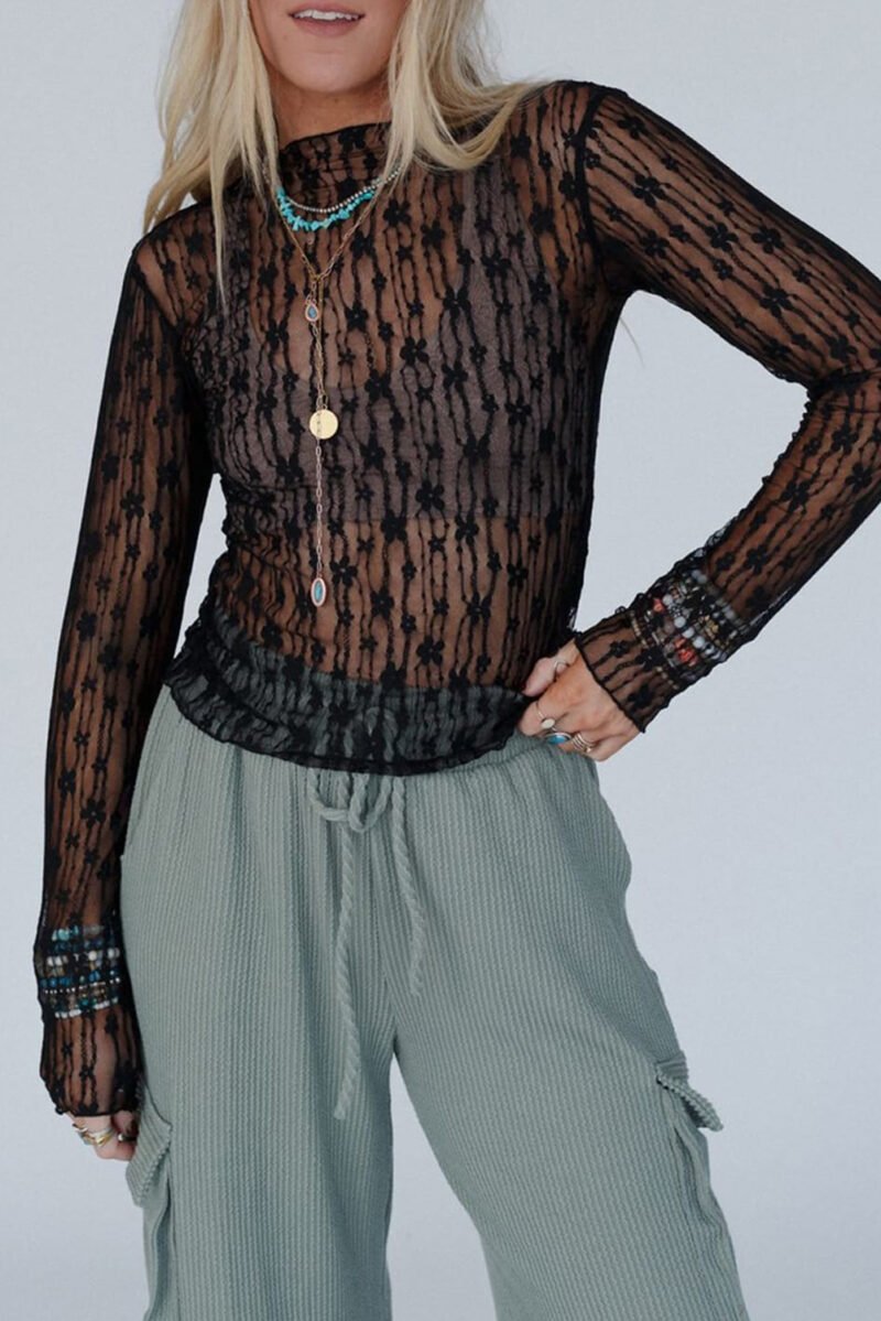 Sheer Floral Lace Top - Image 25