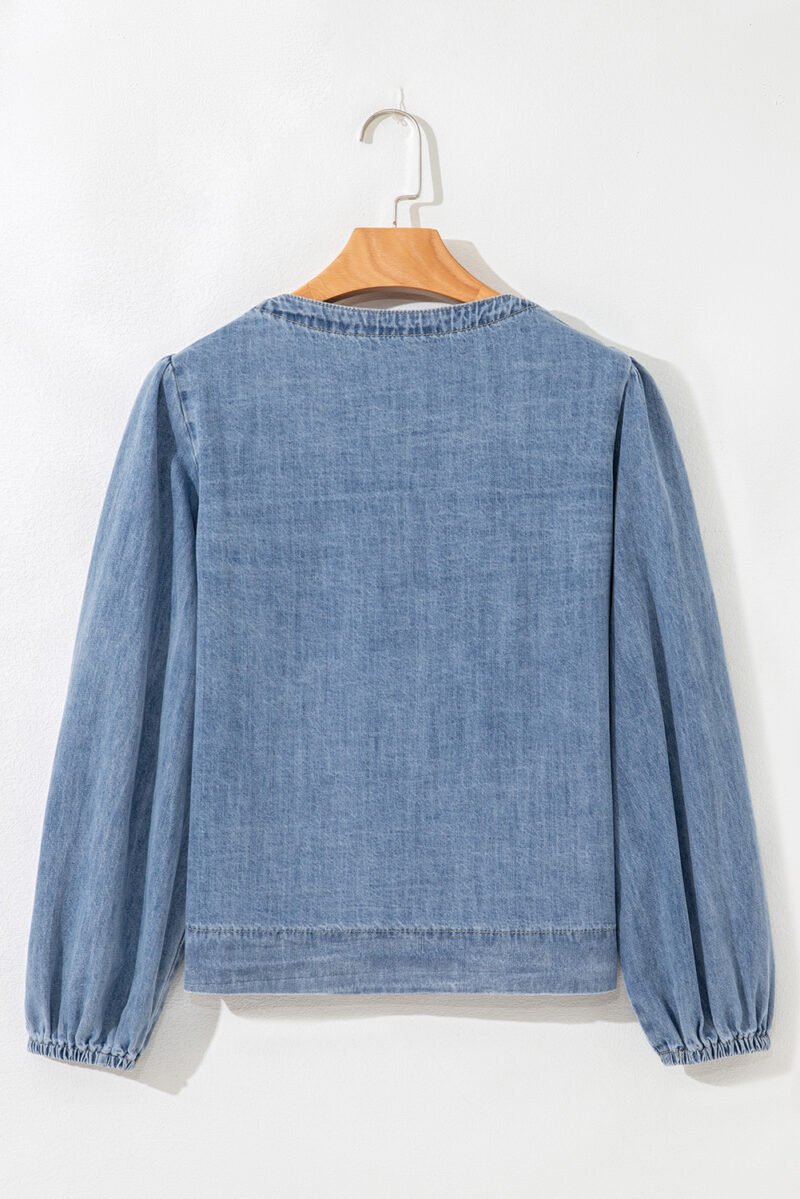 Dusk Puff Sleeve Denim Top - Image 6
