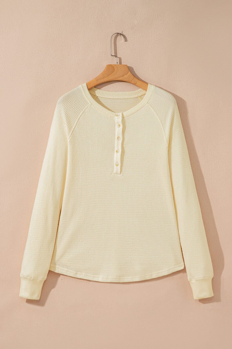 Oatmeal Henley Top - Image 7