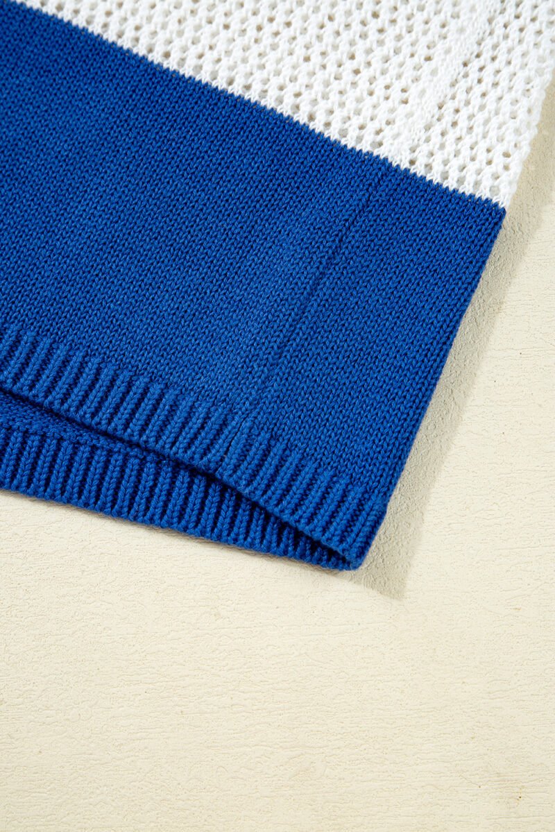 Blue Stripe Polo Knit Sweater - Image 10