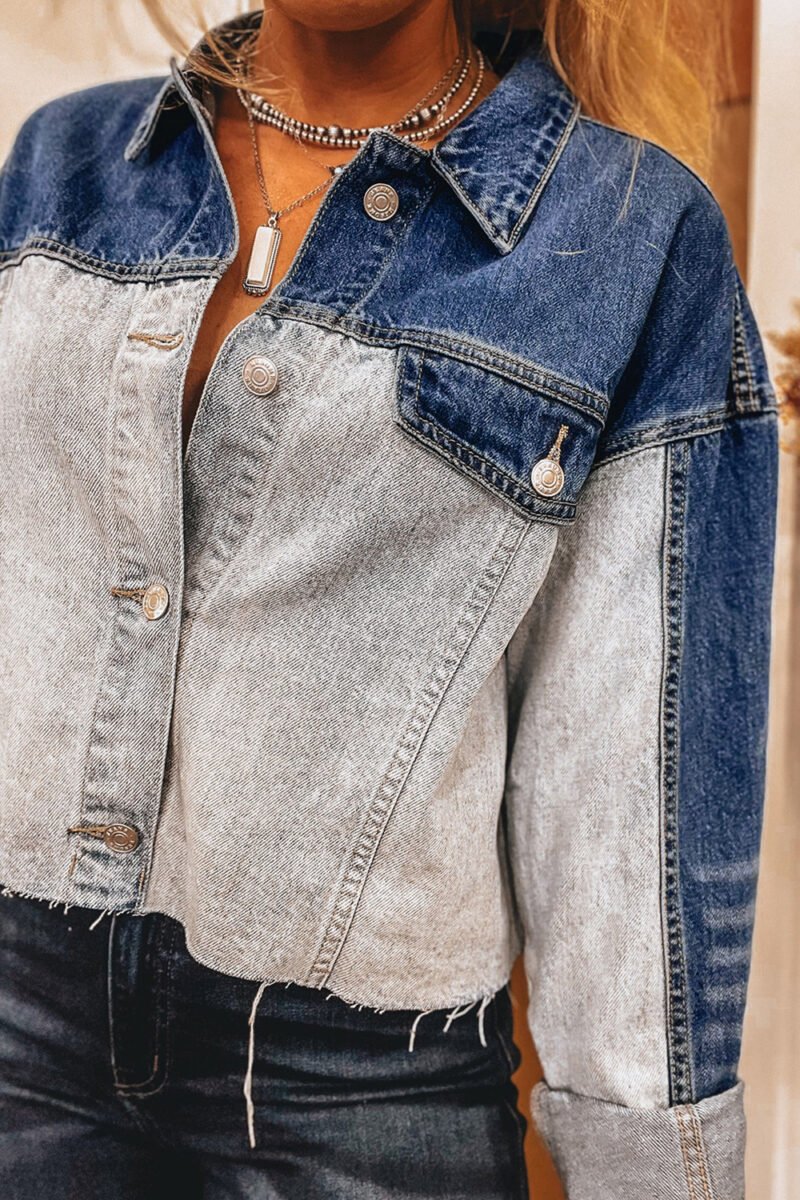 Color Block Denim Jacket - Image 6