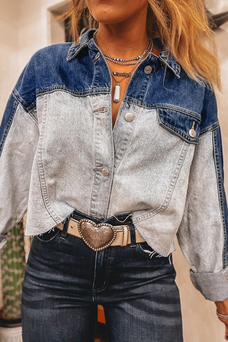 Color Block Denim Jacket - Image 5