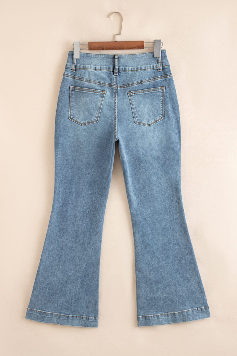 High Waist Piping Bootcut Jeans - Image 5