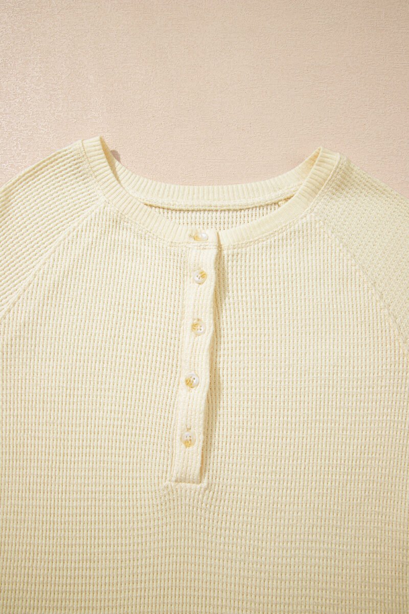 Oatmeal Henley Top - Image 8