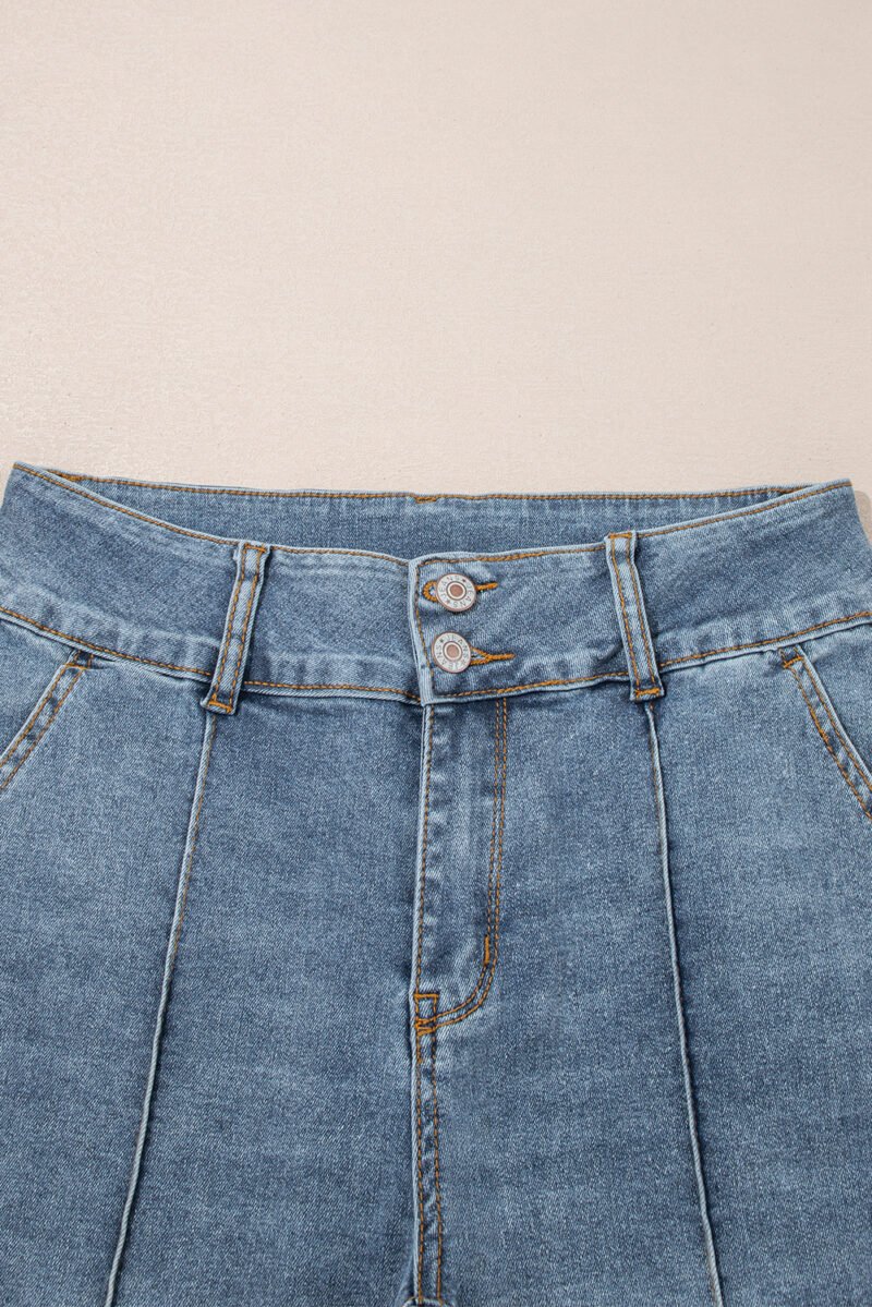 High Waist Piping Bootcut Jeans - Image 6