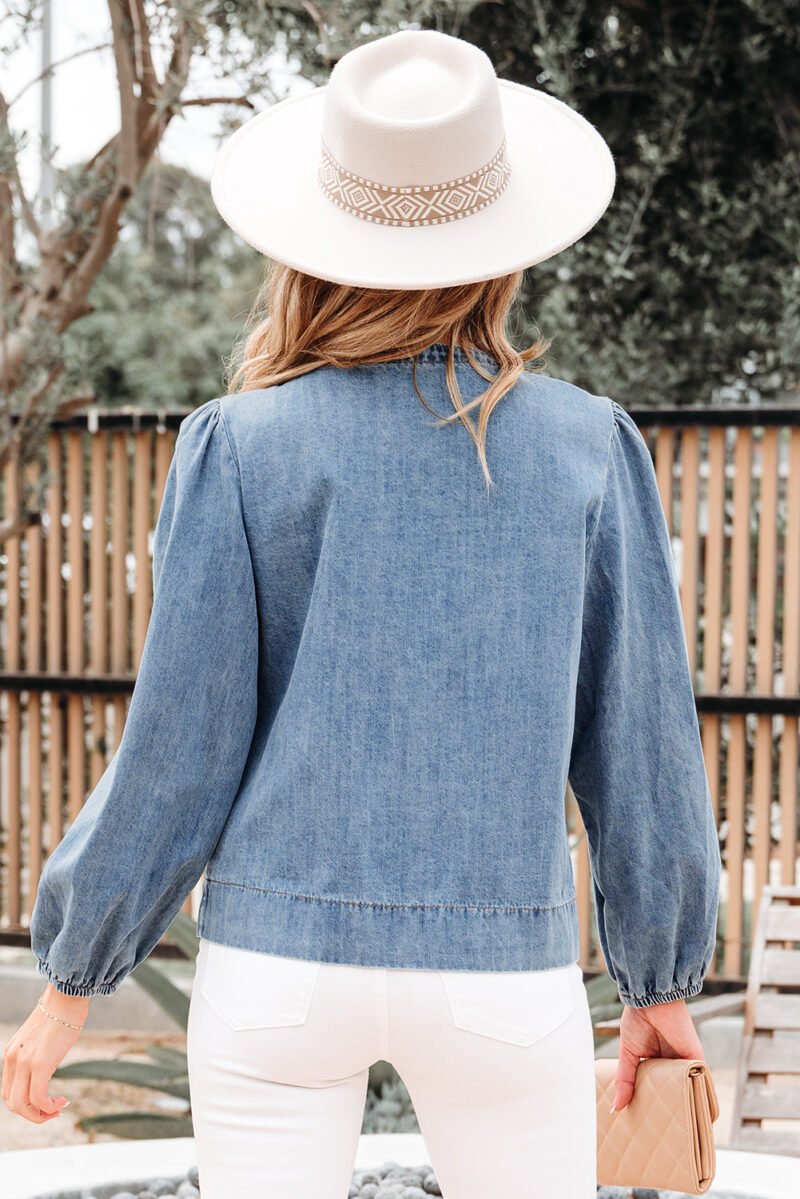 Dusk Puff Sleeve Denim Top - Image 6