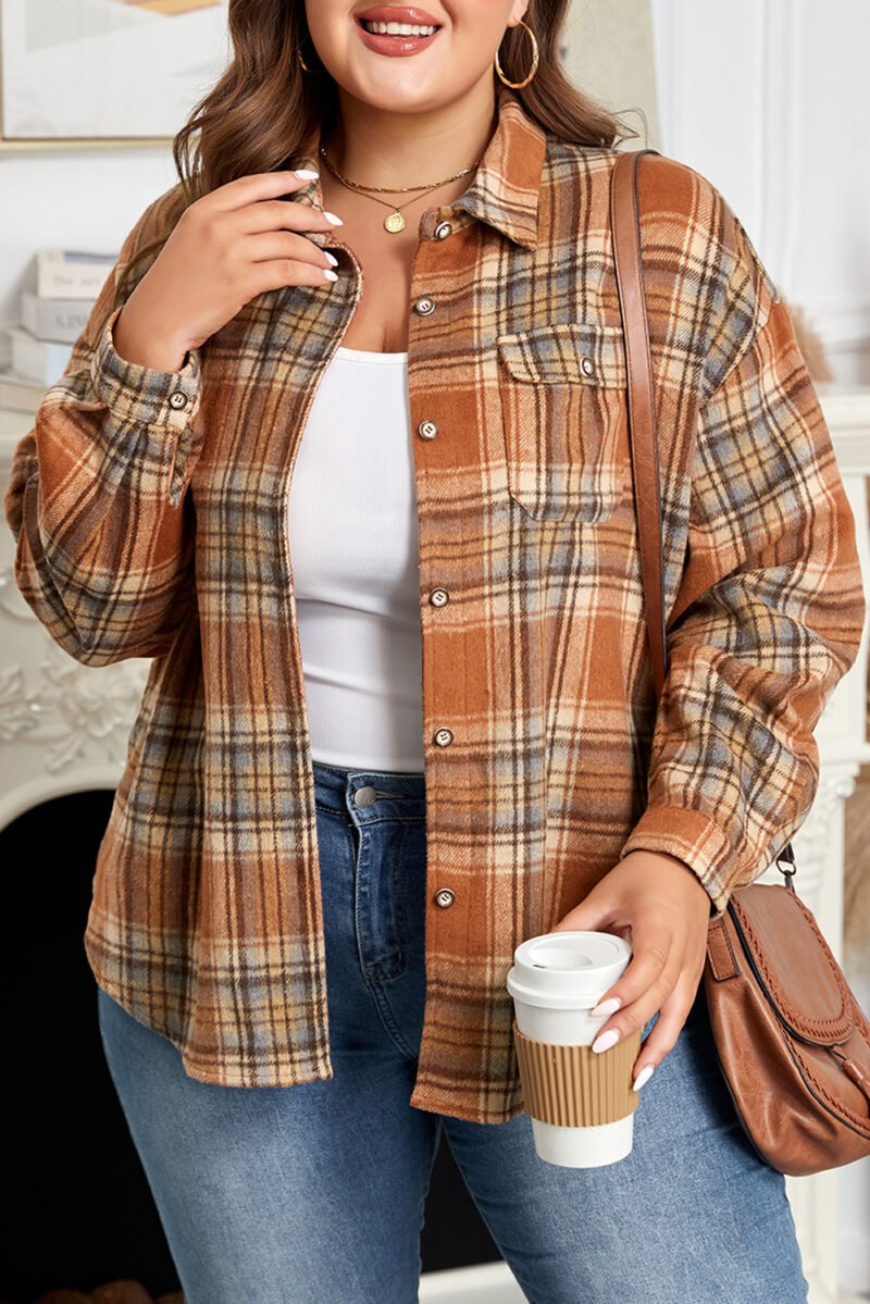 Brown Plaid Shacket - Image 15