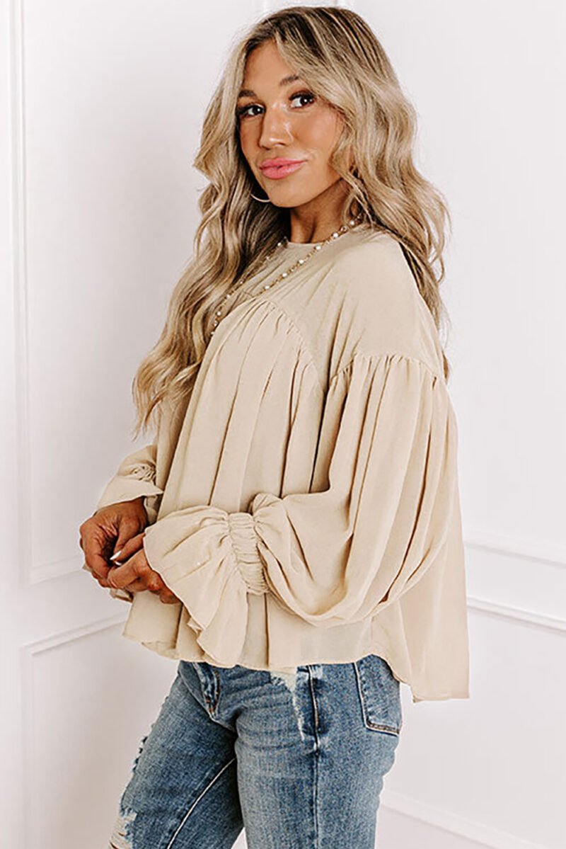 Parchment Ruffle Chiffon Blouse - Image 3