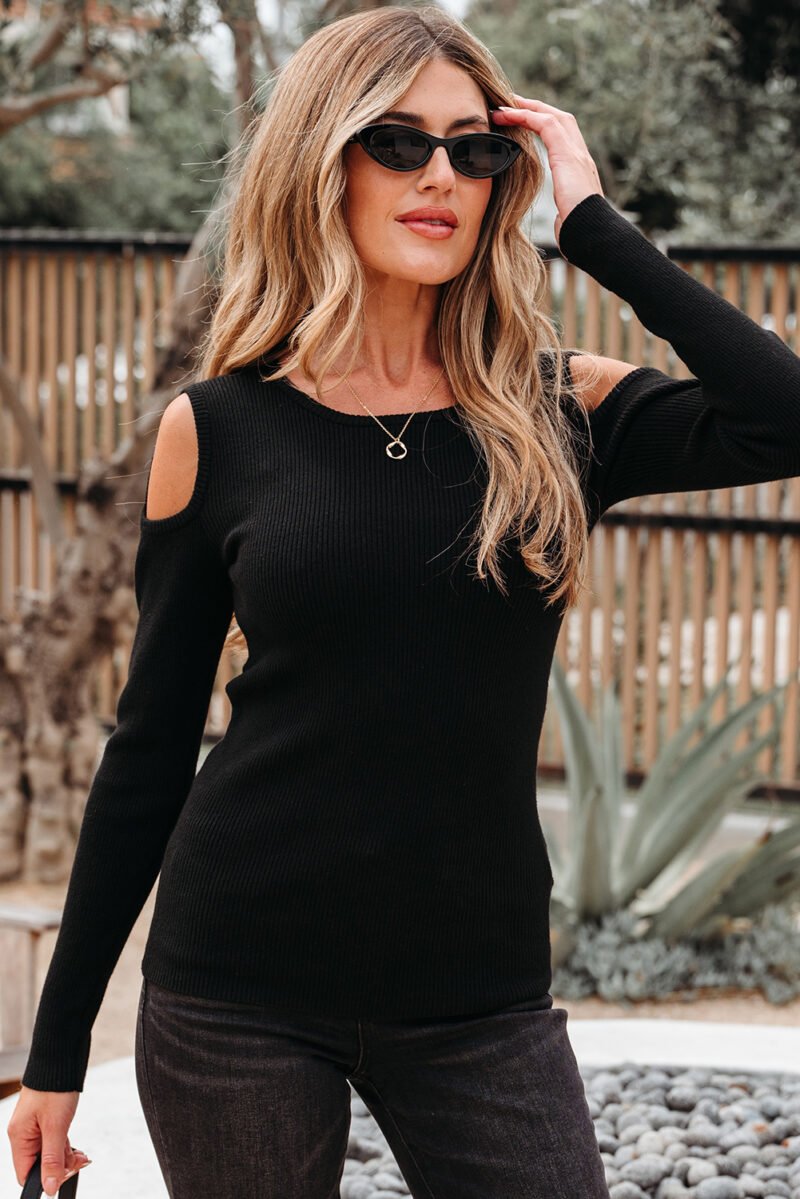 Giv'em the Cold Shoulder Sweater - Image 16