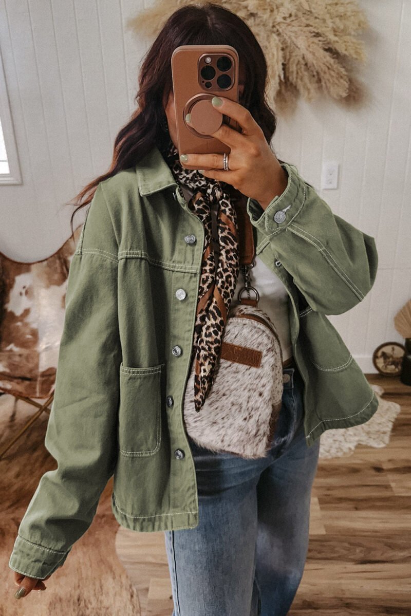 Smoke Green Denim Jacket - Image 5