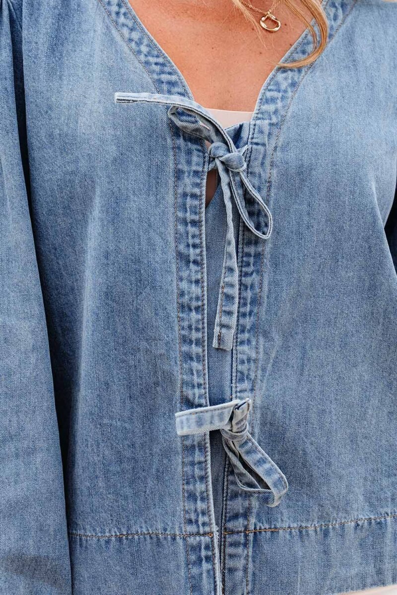 Dusk Puff Sleeve Denim Top - Image 12