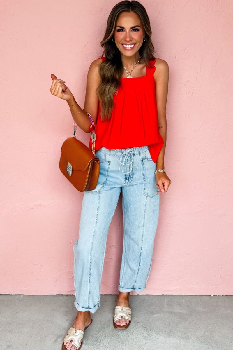 Stonewash Drawstring Barrel Jeans - Image 3