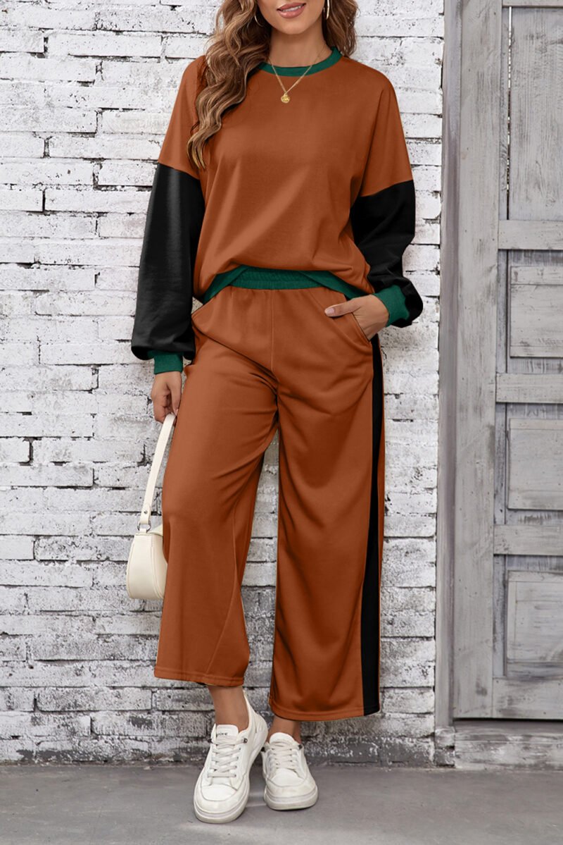 Chestnut Block Pullover Set