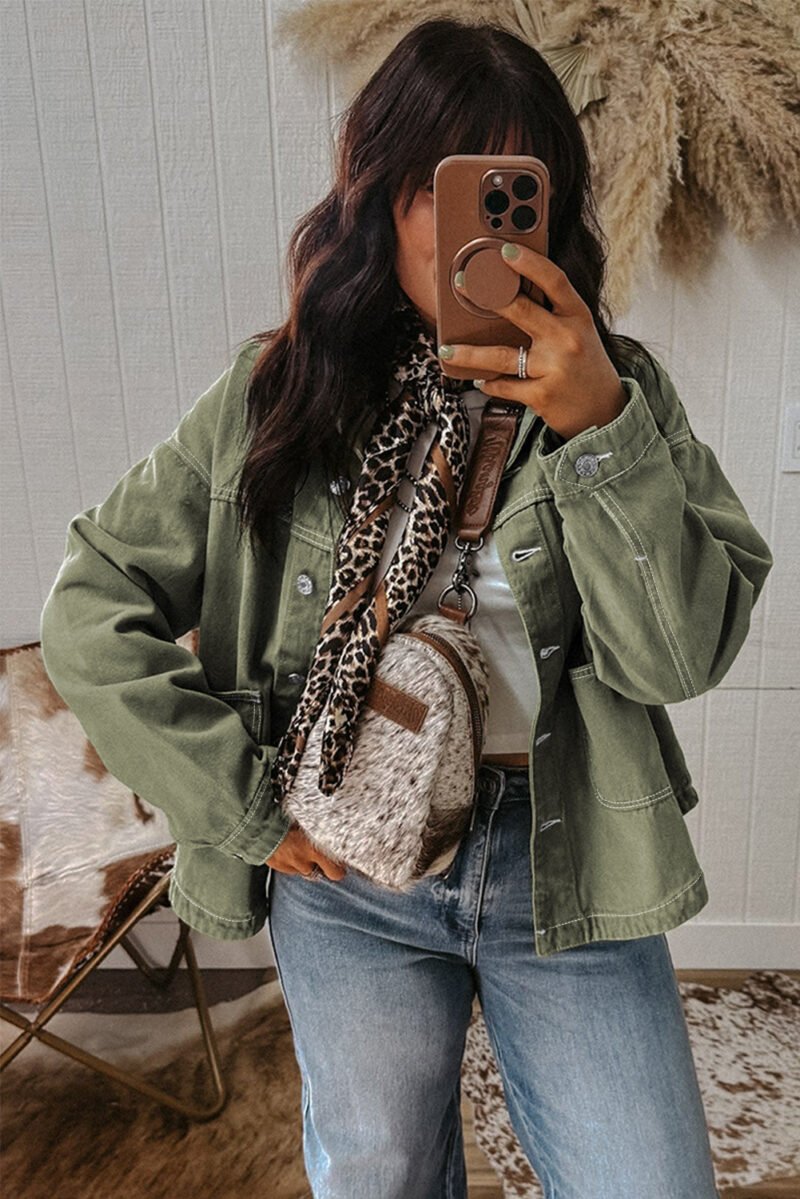Smoke Green Denim Jacket - Image 3