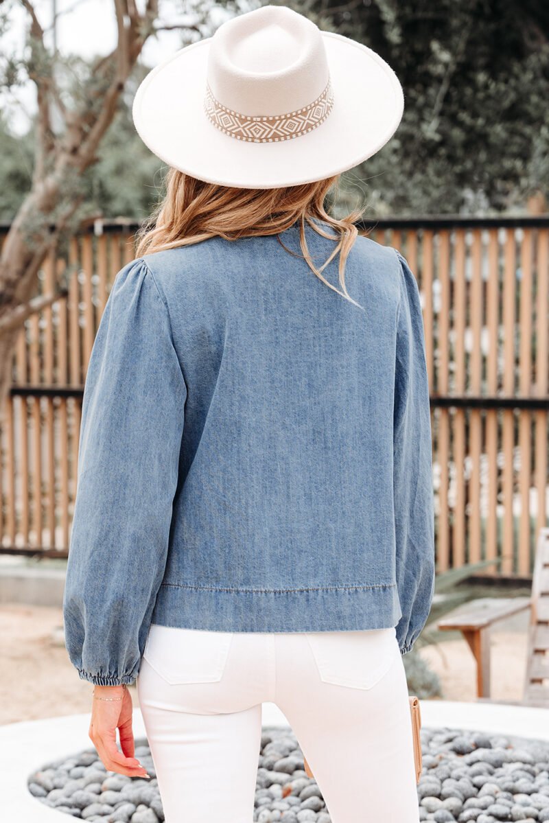 Dusk Puff Sleeve Denim Top - Image 10