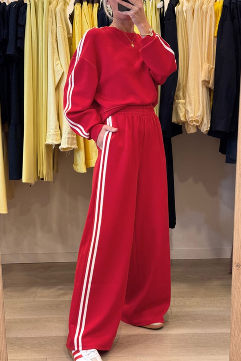 Red Varsity Sweatpants Set