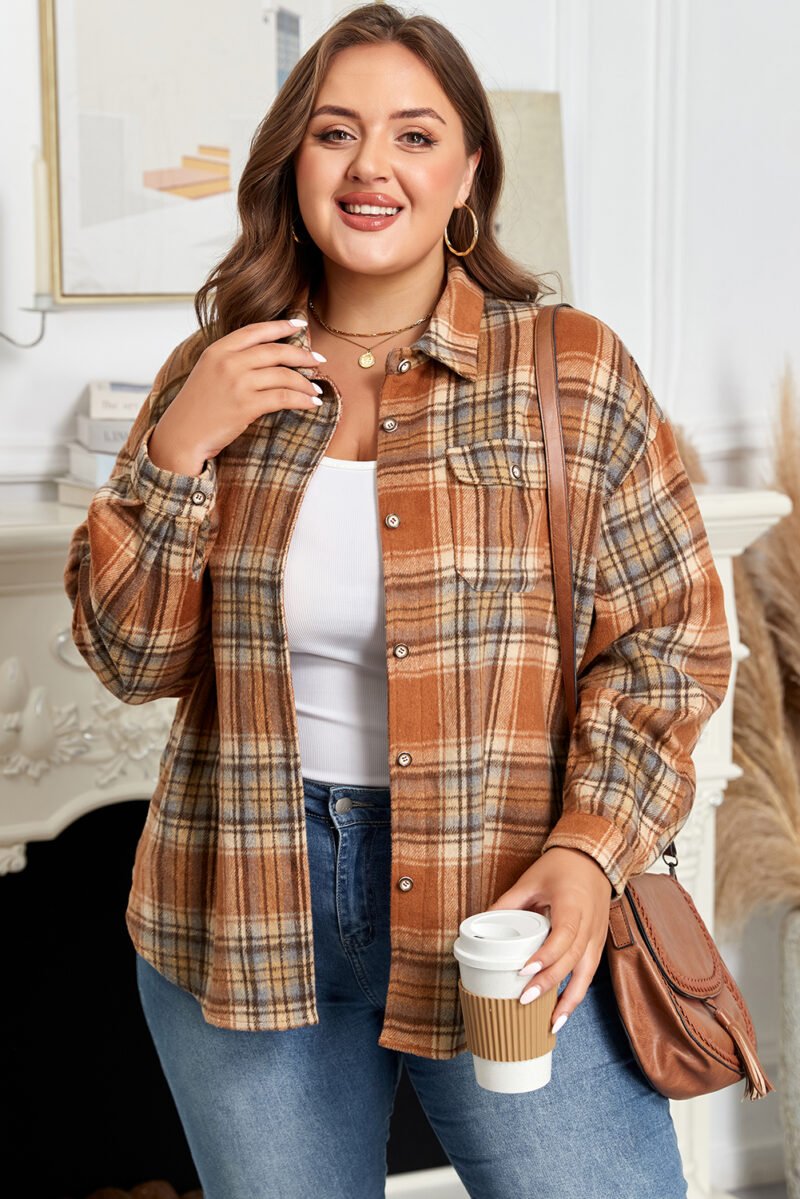 Brown Plaid Shacket - Image 9