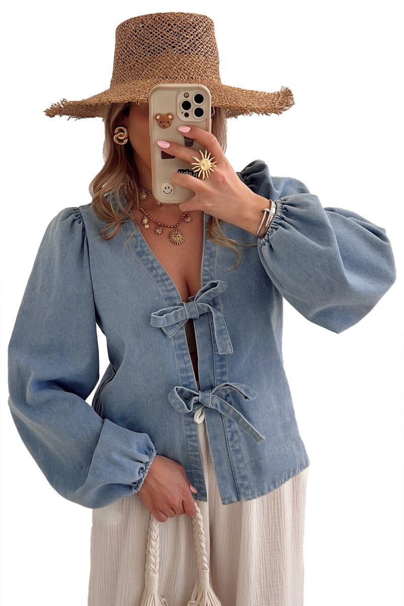 Dusk Puff Sleeve Denim Top - Image 21