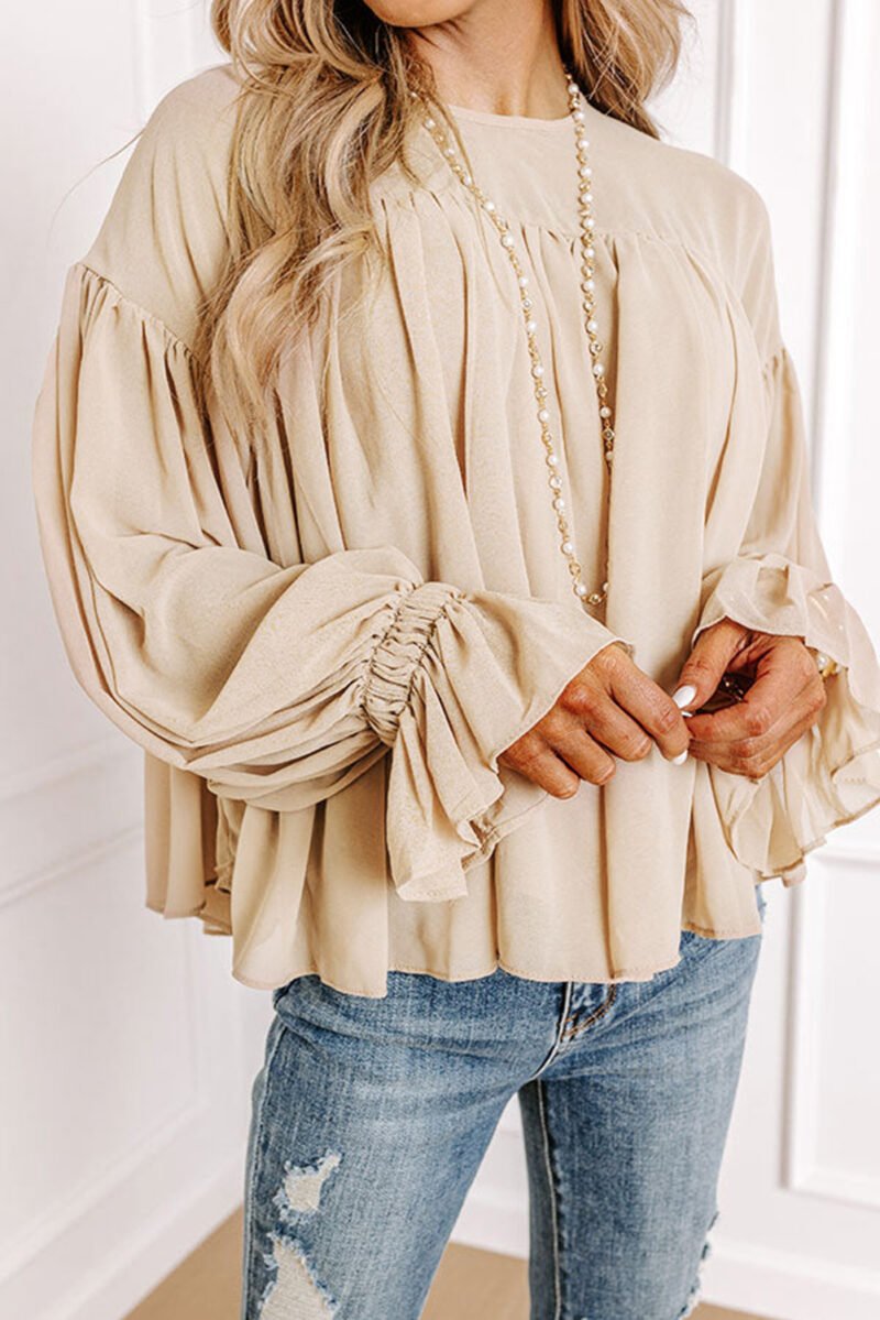 Parchment Ruffle Chiffon Blouse