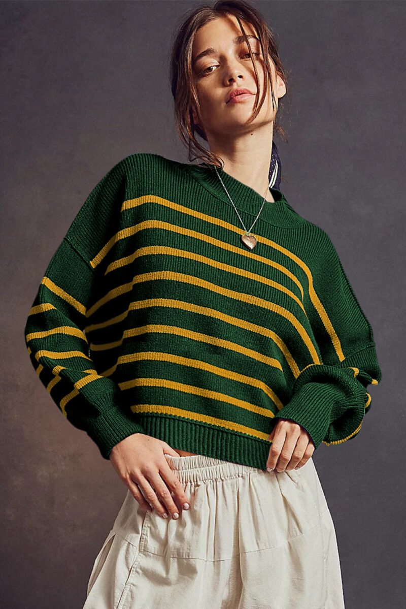 Green Stripe Baggy Sweater - Image 3