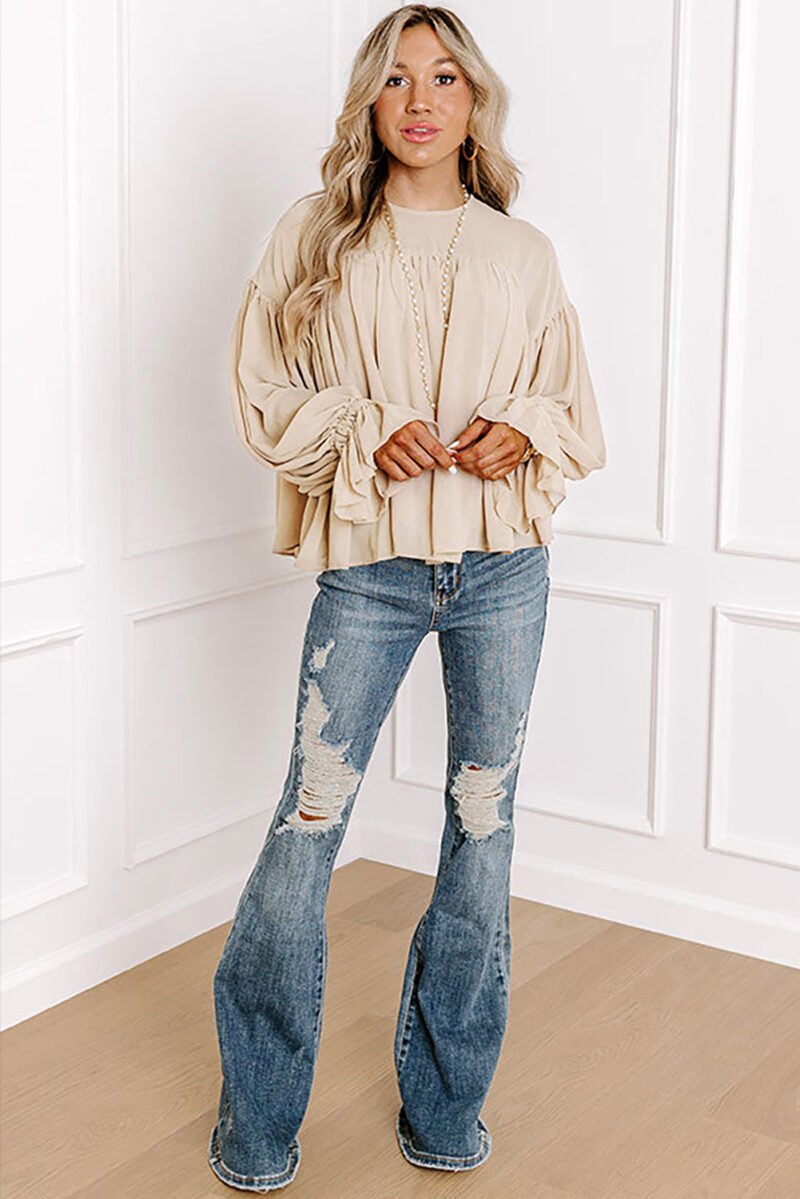 Parchment Ruffle Chiffon Blouse - Image 4
