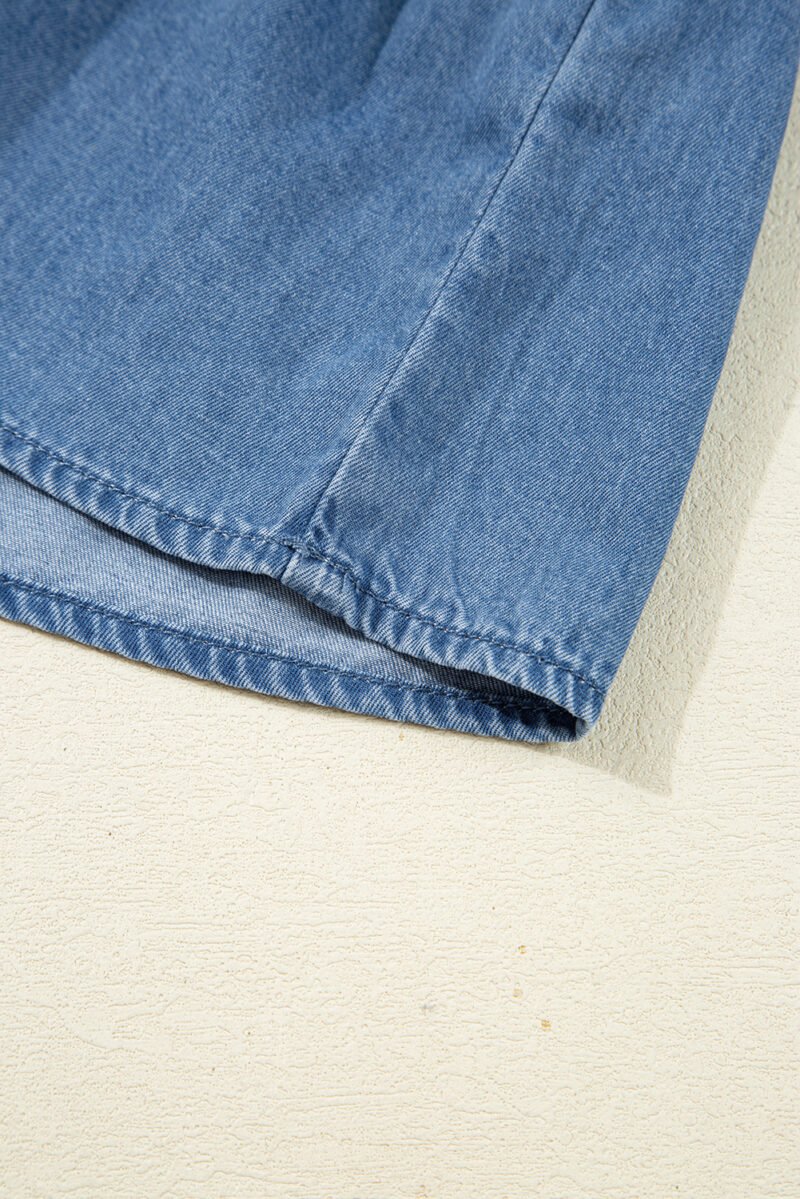 Denim Lapel Peplum Top - Image 8