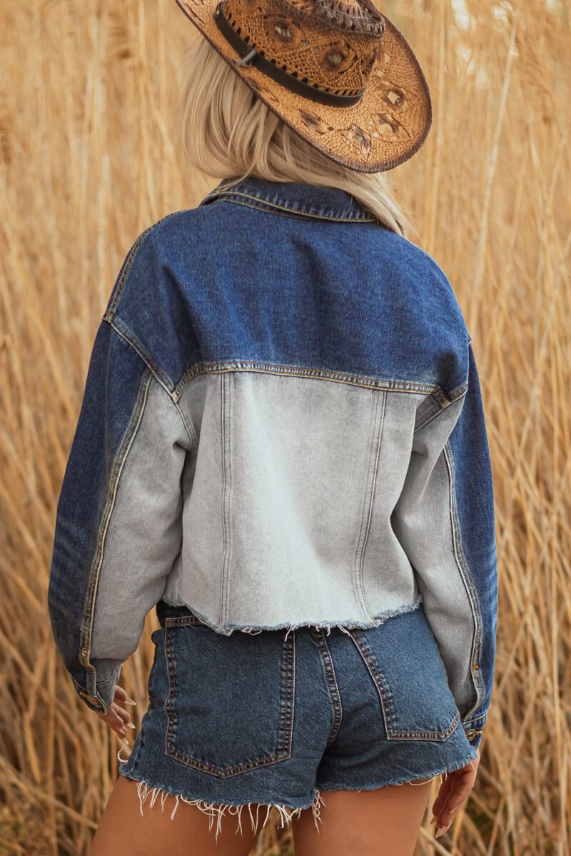Color Block Denim Jacket - Image 15