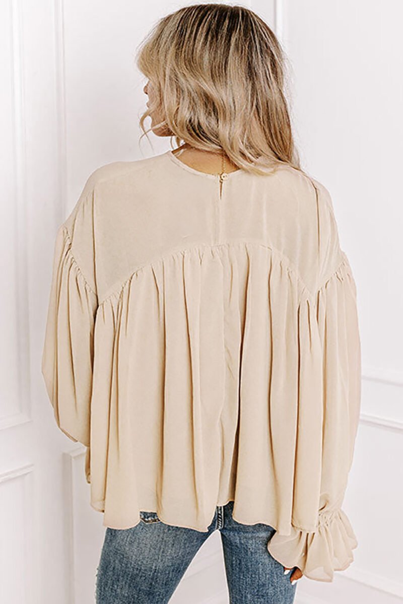 Parchment Ruffle Chiffon Blouse - Image 2