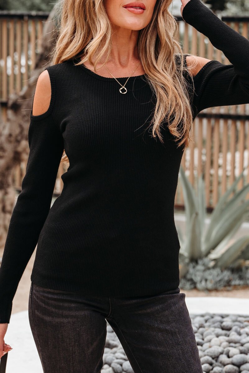 Giv'em the Cold Shoulder Sweater - Image 19
