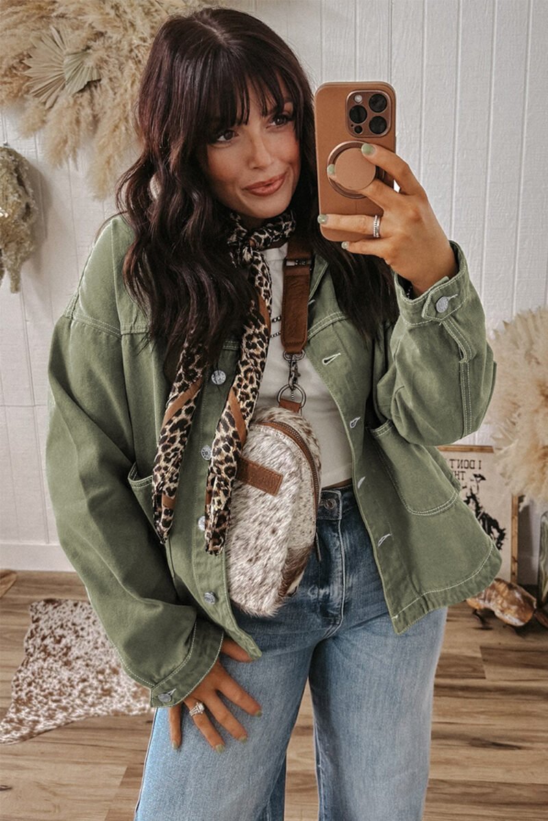 Smoke Green Denim Jacket - Image 4