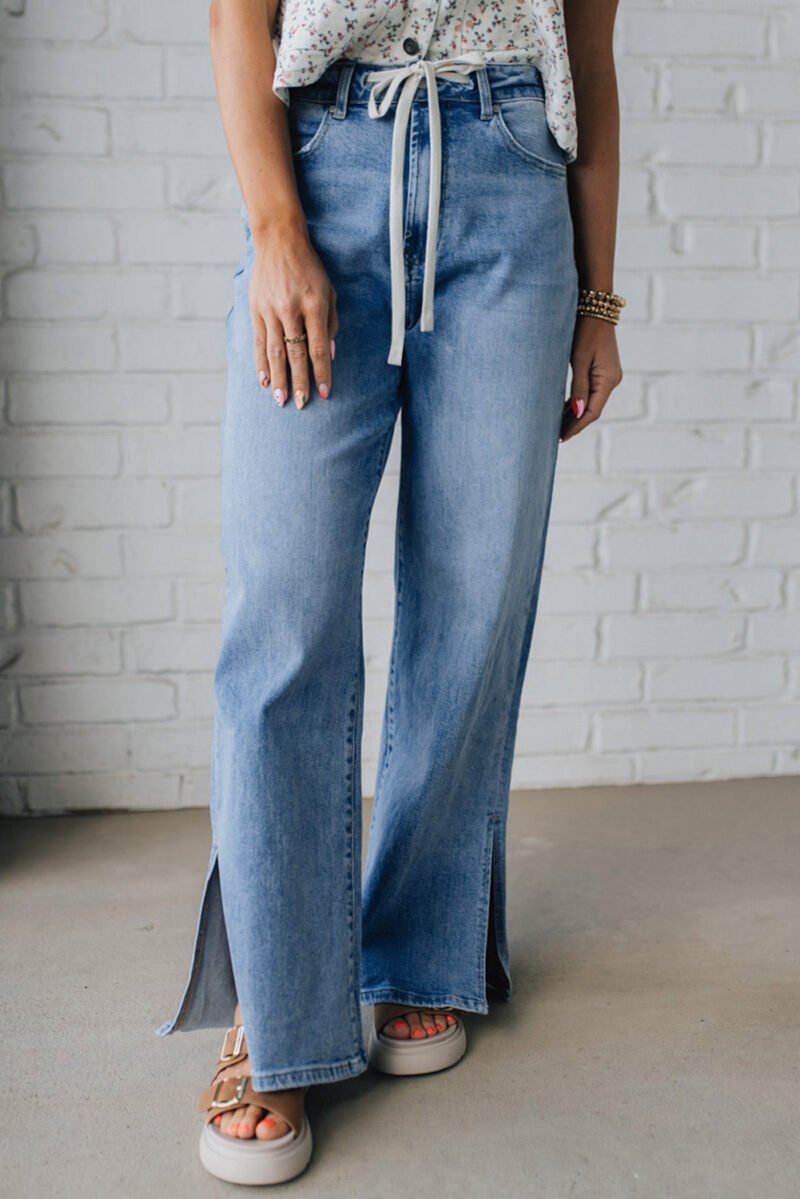 High Rise Drawstring Jeans