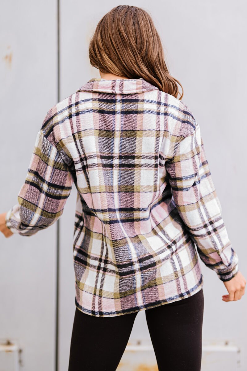 Plaid Print Pocketed Shacket - Image 17