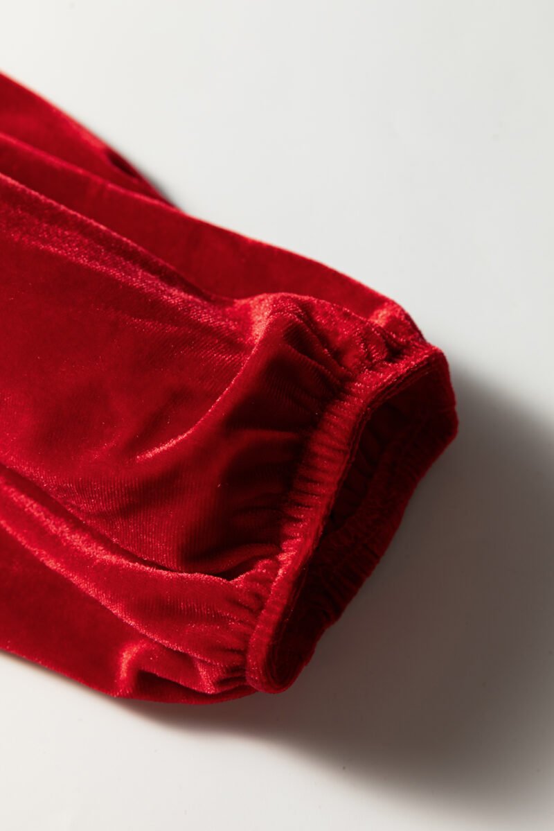 Red Velvet Peplum Blouse - Image 3