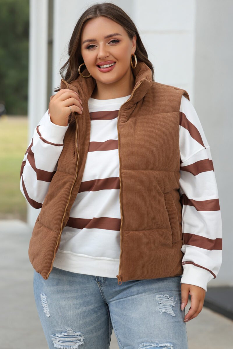 Coffee Corduroy Puffer Vest - Image 19