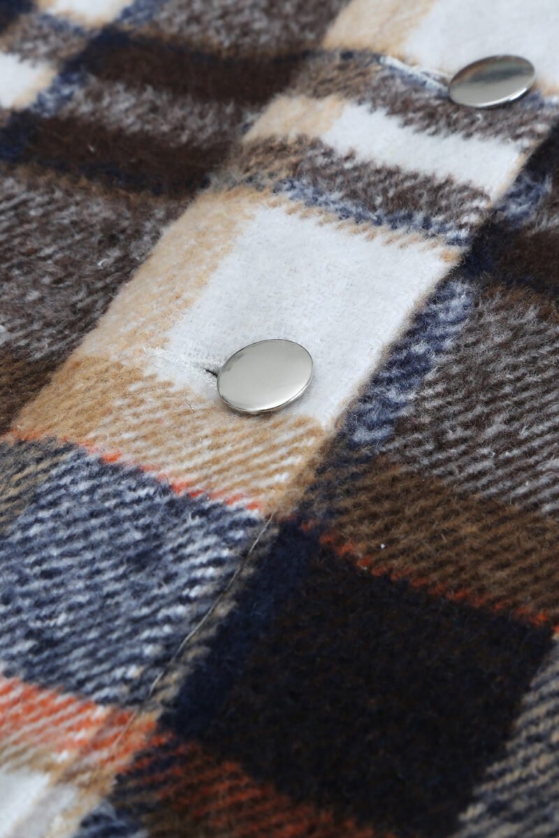 Plaid Print Pocketed Shacket - Image 11