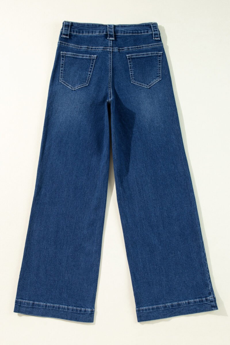 Dark Wash Wide Leg Pocketed Jeans - Image 12