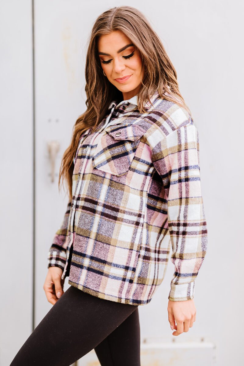 Plaid Print Pocketed Shacket - Image 18