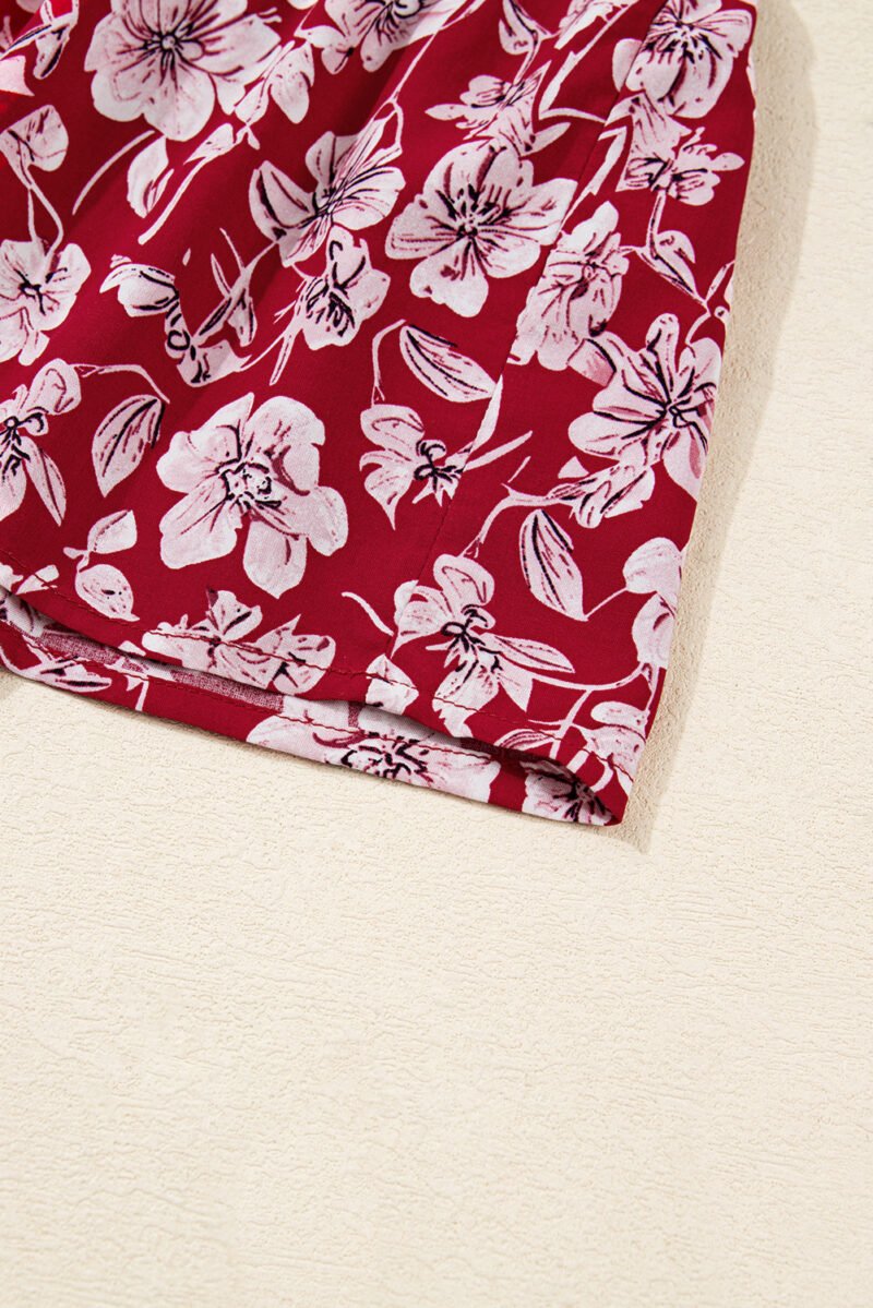 Purple Plus Floral Balloon Sleeve V Neck Relaxed Dress - Image 7