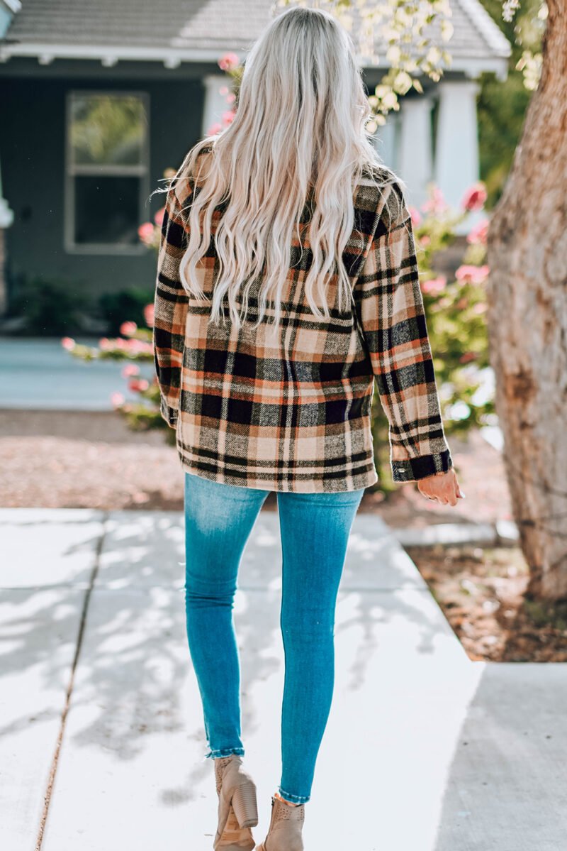 Plaid Print Pocketed Shacket - Image 20