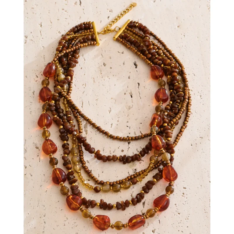 Amber Warmth Bib Necklace - Image 2