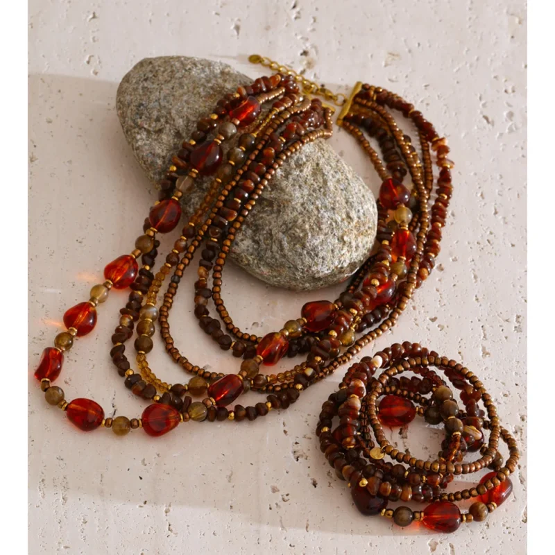 Amber Warmth Bib Necklace - Image 3