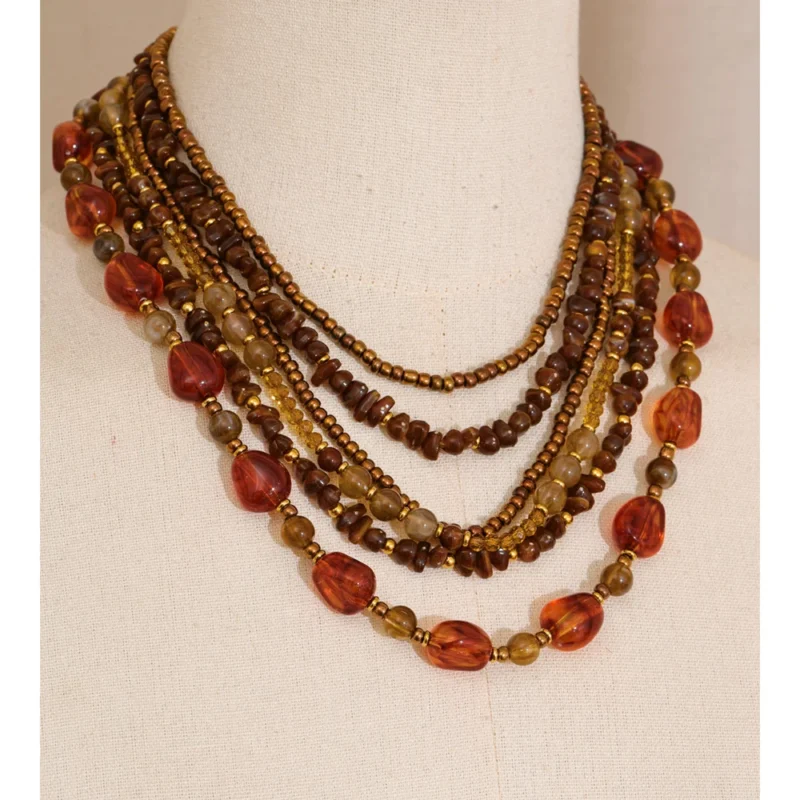 Amber Warmth Bib Necklace - Image 4