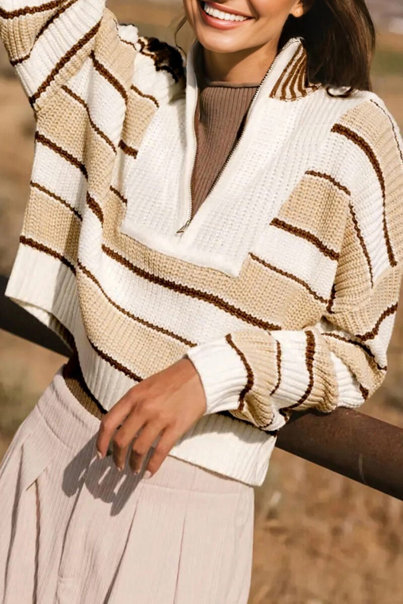Half Zip Drop Shoulder Sweater
