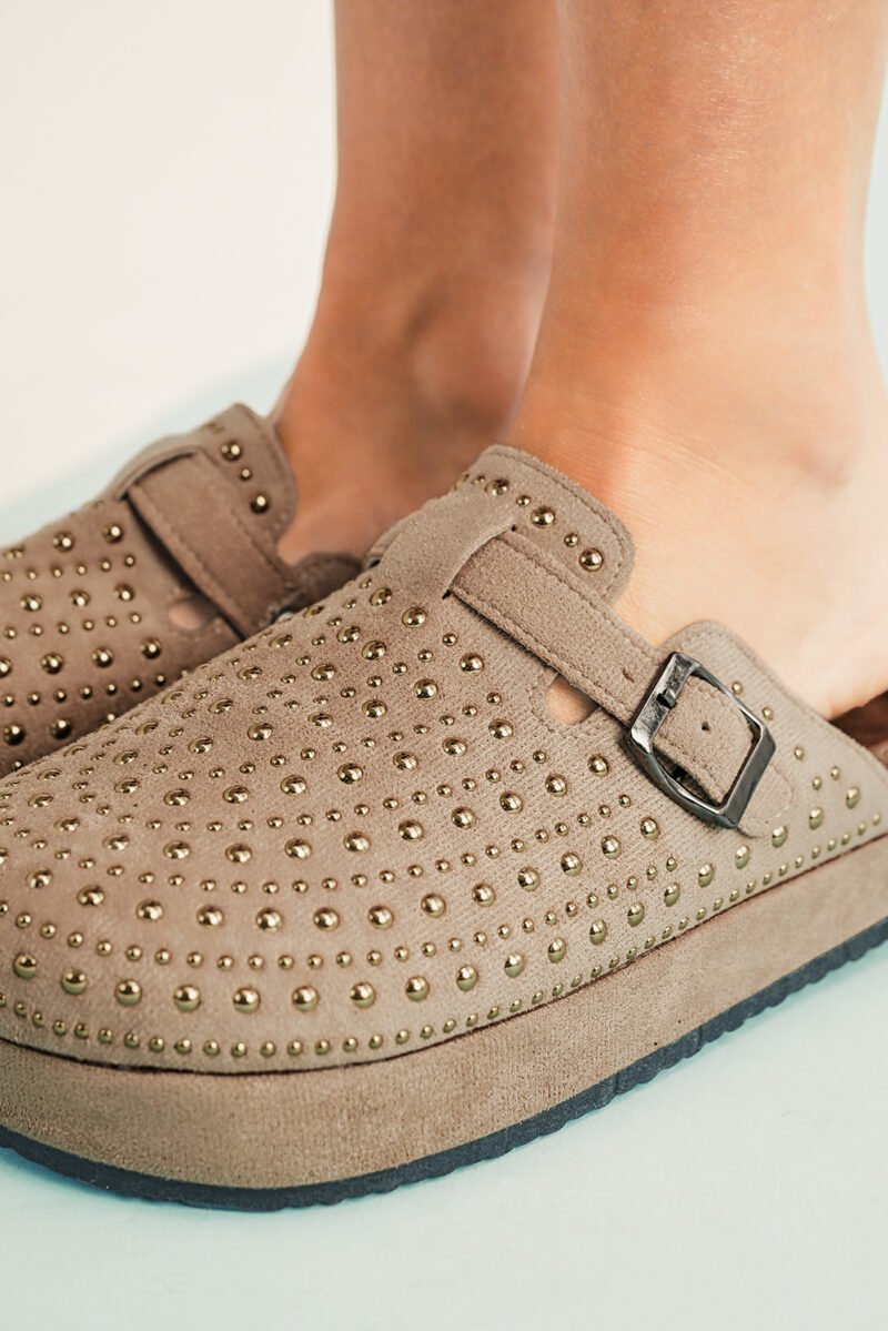 Parchment Rivet Platform Slippers - Image 4