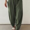 Jungle Green Drawstring Barrel Pants
