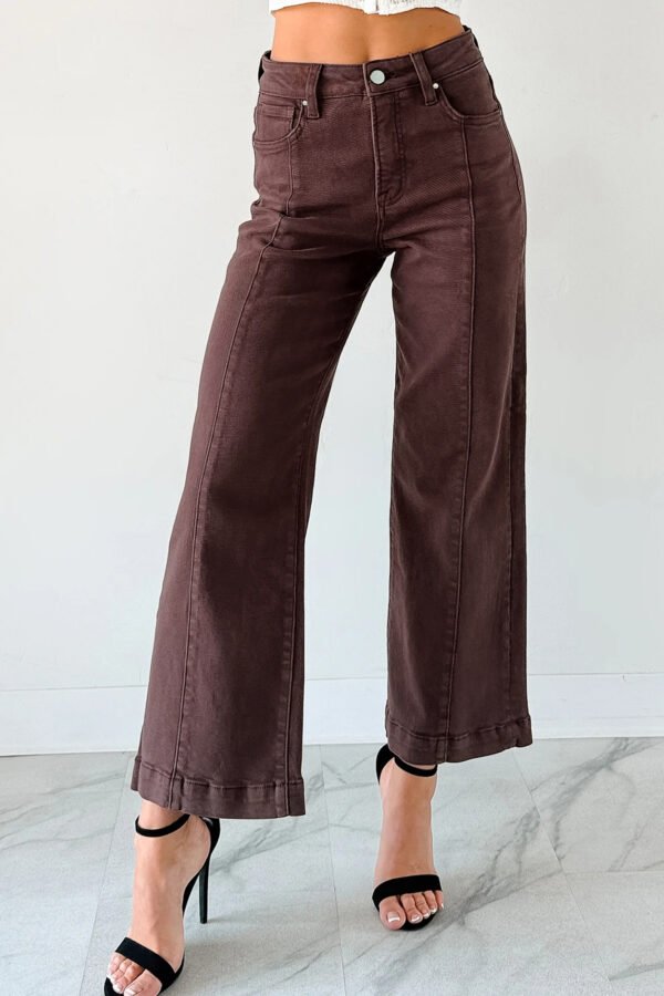 Red Sandalwood Wide Leg Cropped Jeans