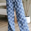 Checkered Wide Leg Jeans