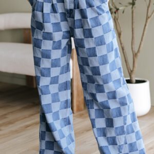Checkered Wide Leg Jeans