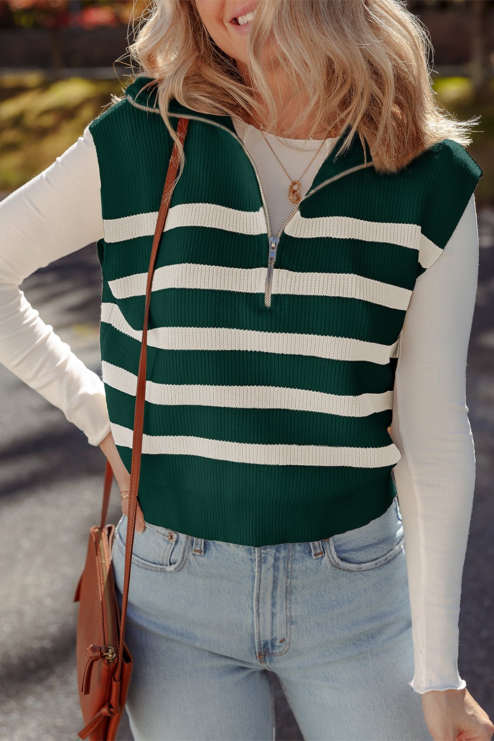 Half Zip Collared Sweater Vest - Image 6