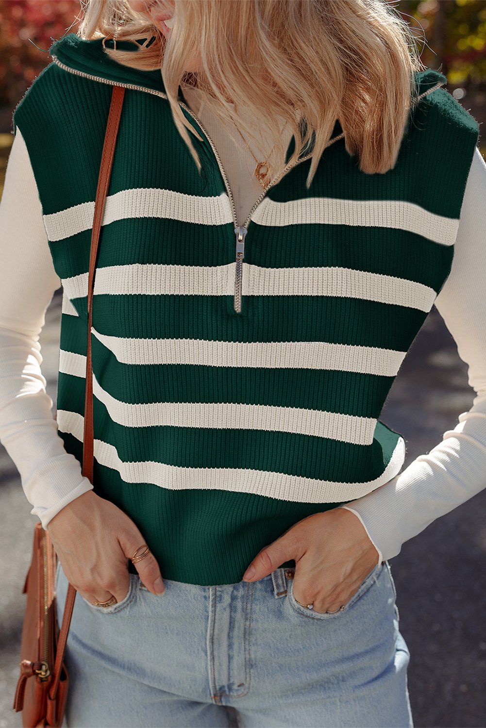 Half Zip Collared Sweater Vest - Image 4